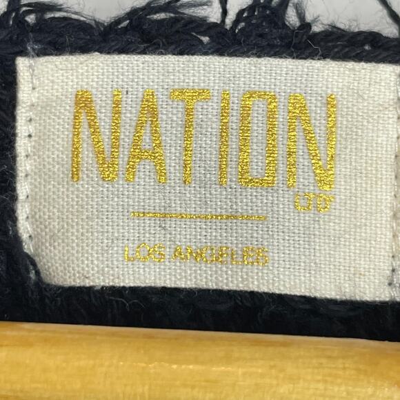 Nation Ltd Los Angeles Size S Black Faux Fur V-Neck Shaggy Cotton Top - Picture 4 of 7